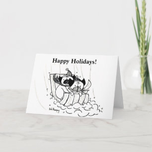 Cartão De Festividades Pugs de trenó