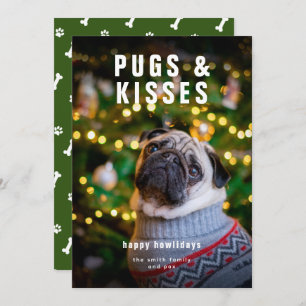 Cartão De Festividades Pugs e Kisses Felizes Howlidays