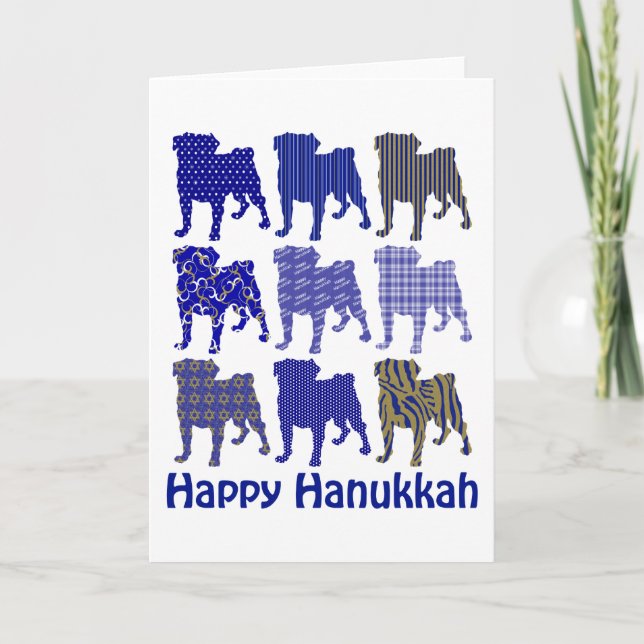 Cartão De Festividades Pugs Hanukkah (Frente)