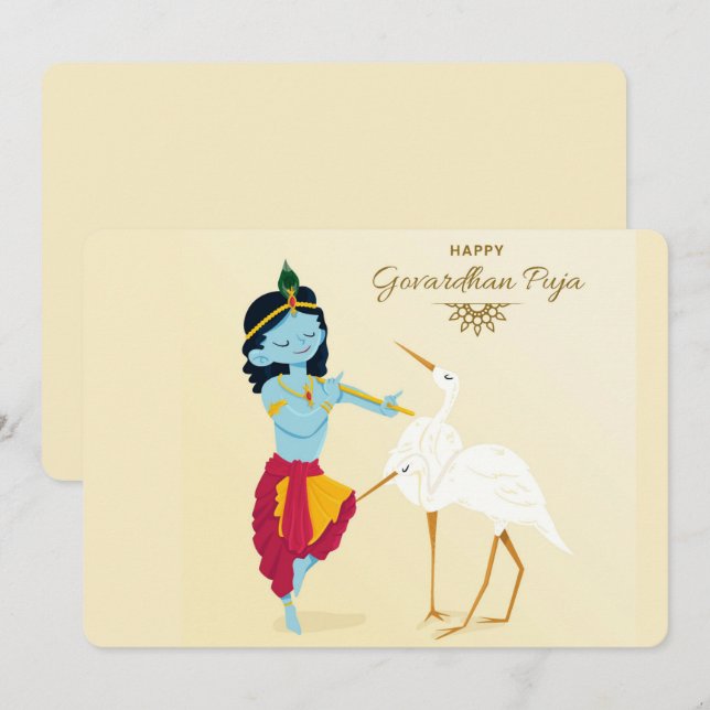 Cartão De Festividades Puja de Govardhan (Frente/Verso)