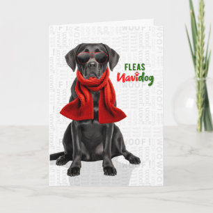 Cartão De Festividades Pulgas de Labrador Retriever Preto Navidog Natal