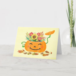 Cartão De Festividades Pumpkin Floral do Dia das Bruxas