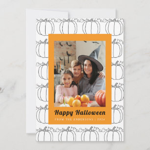 Cartão De Festividades Pumpkin Minimalista Feliz Halloween 1 Foto