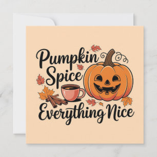 Cartão De Festividades "Pumpkin Spice & All Nice" Gráfico de outono