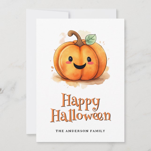 Cartão De Festividades Pumpkins Ghosts Kids Halloween Card (Frente)
