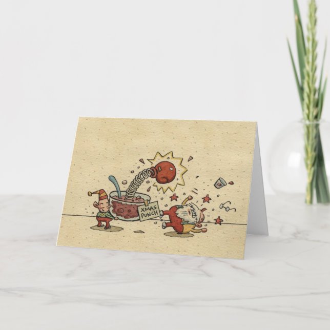 Cartão De Festividades Punch de Feriado (Frente)