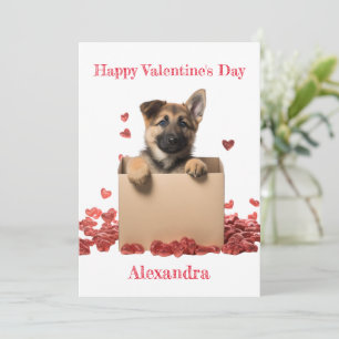 Cartão De Festividades Pup de German shepherd Personalizado em um Namorad