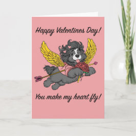 Cartão De Festividades Puppy Dog Cupid Valentine’s Day Card -blank inside