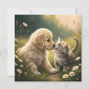 Cartão De Festividades Puppy E Kitten