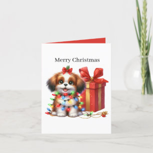 Cartão De Festividades Puppy personalizável Feliz Natal