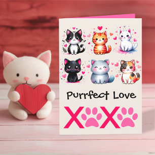 Cartão De Festividades Purfect Love Gato Cute Themed Namorados