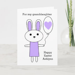 Cartão De Festividades Purple Bunny Easter Granddaughter