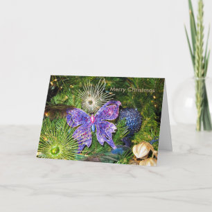 Cartão De Festividades Purple Butterfly Christmas New Year Greeting Card