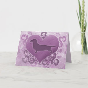Cartão De Festividades Purple Dachshund Valentine's Day Card