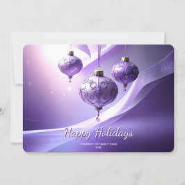 Cartão De Festividades Purple Decorative Christmas Ball Holiday Card