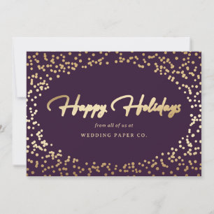 Cartão De Festividades Purple Gold Foil Snow Moderna Negócios