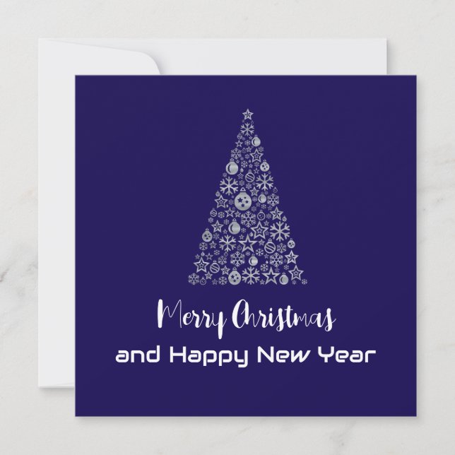 Cartão De Festividades Purple greeting card Merry Christmas New Year tree (Frente)