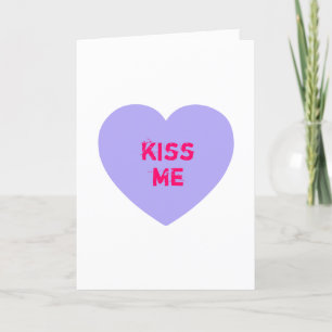 Cartão De Festividades Purple Kiss Me Conversation Heart