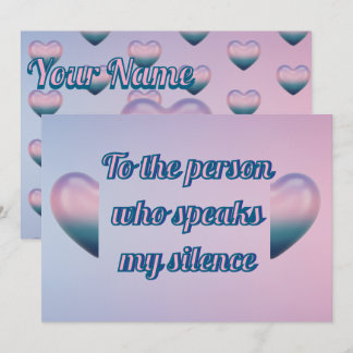 Cartão De Festividades Purple pink 3D Heart Romantic Silence Greeting 