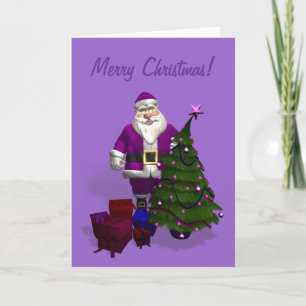 Cartão De Festividades Purple Santa Claus