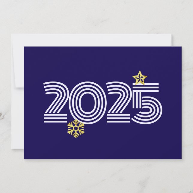 Cartão De Festividades Purple wish card New Year with gold snowflakes (Frente)