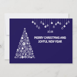 Cartão De Festividades Purple wish card New Year with tree & balls