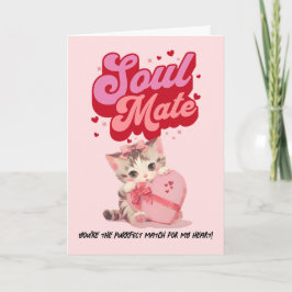 Cartão De Festividades Purrfect Match Retro Kity Valentine’s Day Card