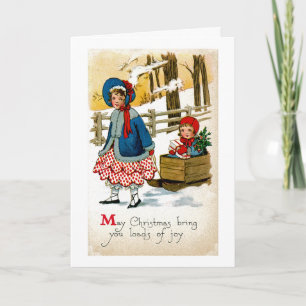 Cartão De Festividades Puxando o trenó