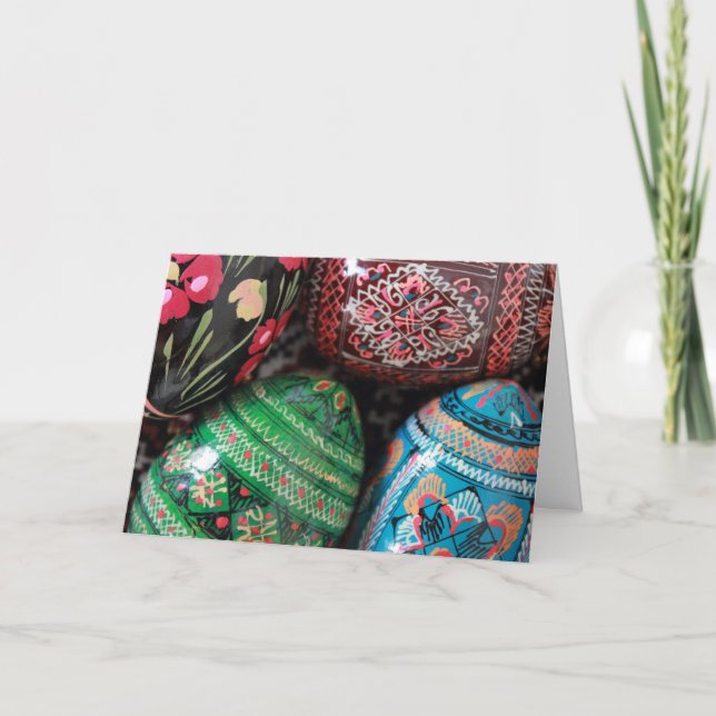 Cartão De Festividades Pysanky ucraniano - ovos de páscoa (Frente)