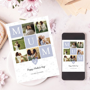 Cartão De Festividades Quadrado de Foto da Mamãe com Monograma e Personal