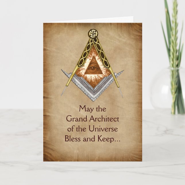 Cartão De Festividades Quadrado e bússola com todos os olhos vistos (Frente)