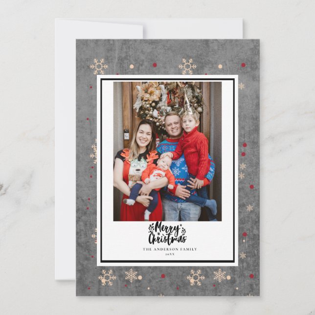 Cartão De Festividades Quadro Botânico Chalkboard Feliz Natal (Frente)