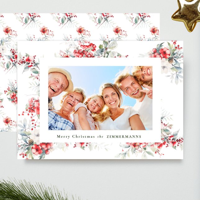 Cartão De Festividades quadro botânico clássico do natal (Criador carregado)