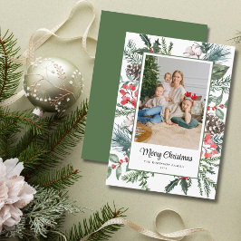 Cartão De Festividades Quadro Botânico Foto Feliz Natal