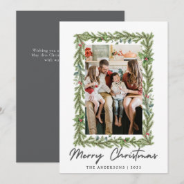 Cartão De Festividades Quadro Botânico Natal | Família Elegante 1 Foto