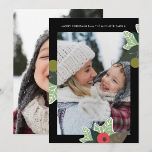 Cartão De Festividades Quadro Botânico preto clássico - Natal - Duas Foto