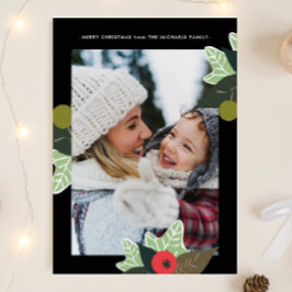 Cartão De Festividades Quadro Botânico preto clássico - Natal - Duas Foto