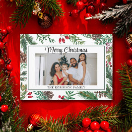 Cartão De Festividades Quadro Botânico Verde Feliz Natal