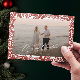 Cartão De Festividades Quadro Botânico Vermelho Natal Foto Mais Merrista