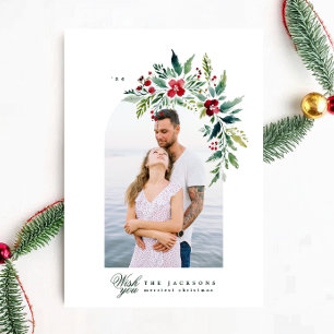 Cartão De Festividades quadro clássico de arco fotográfico do wreath mode