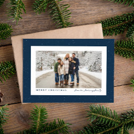 Cartão De Festividades Quadro com bolinhas azul marinho simples de Natal 