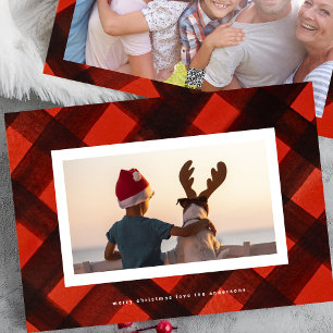 Cartão De Festividades Quadro com Foto Pintado de Vermelho e Xadrez Preto