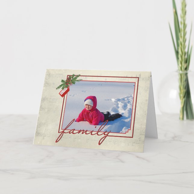 Cartão De Festividades Quadro da família natalina (Frente)