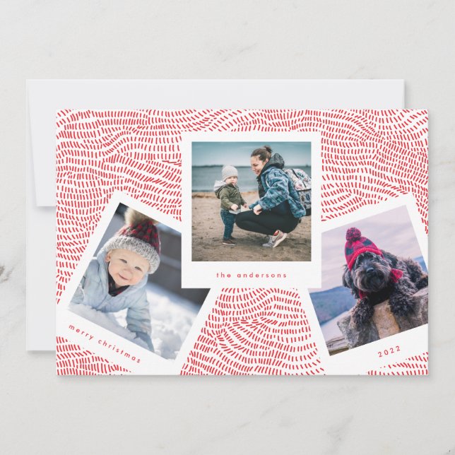 Cartão De Festividades Quadro de Booth com várias fotos | Red Merry Chris (Frente)