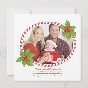 Cartão De Festividades Quadro de Feriado com Holly Card