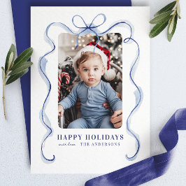 Cartão De Festividades Quadro de Fita Azul Felizes Festas Foto