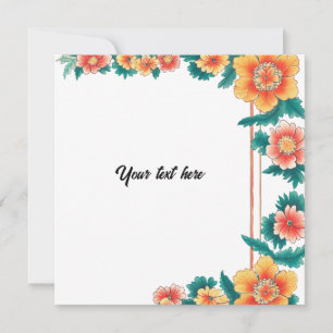 Cartão De Festividades Quadro de Flor Laranja Vintage Personalizável