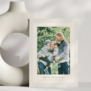 Cartão De Festividades Quadro de Foto com Pontos Polka Verde Sage Natal F