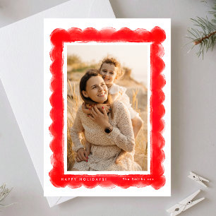 Cartão De Festividades quadro de foto de natal moderno e ousado vermelho