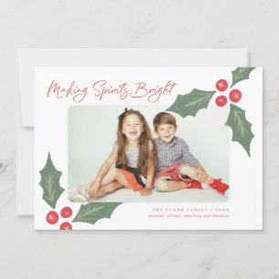 Cartão De Festividades Quadro de Fotografia de Holly Berries, desenhado à